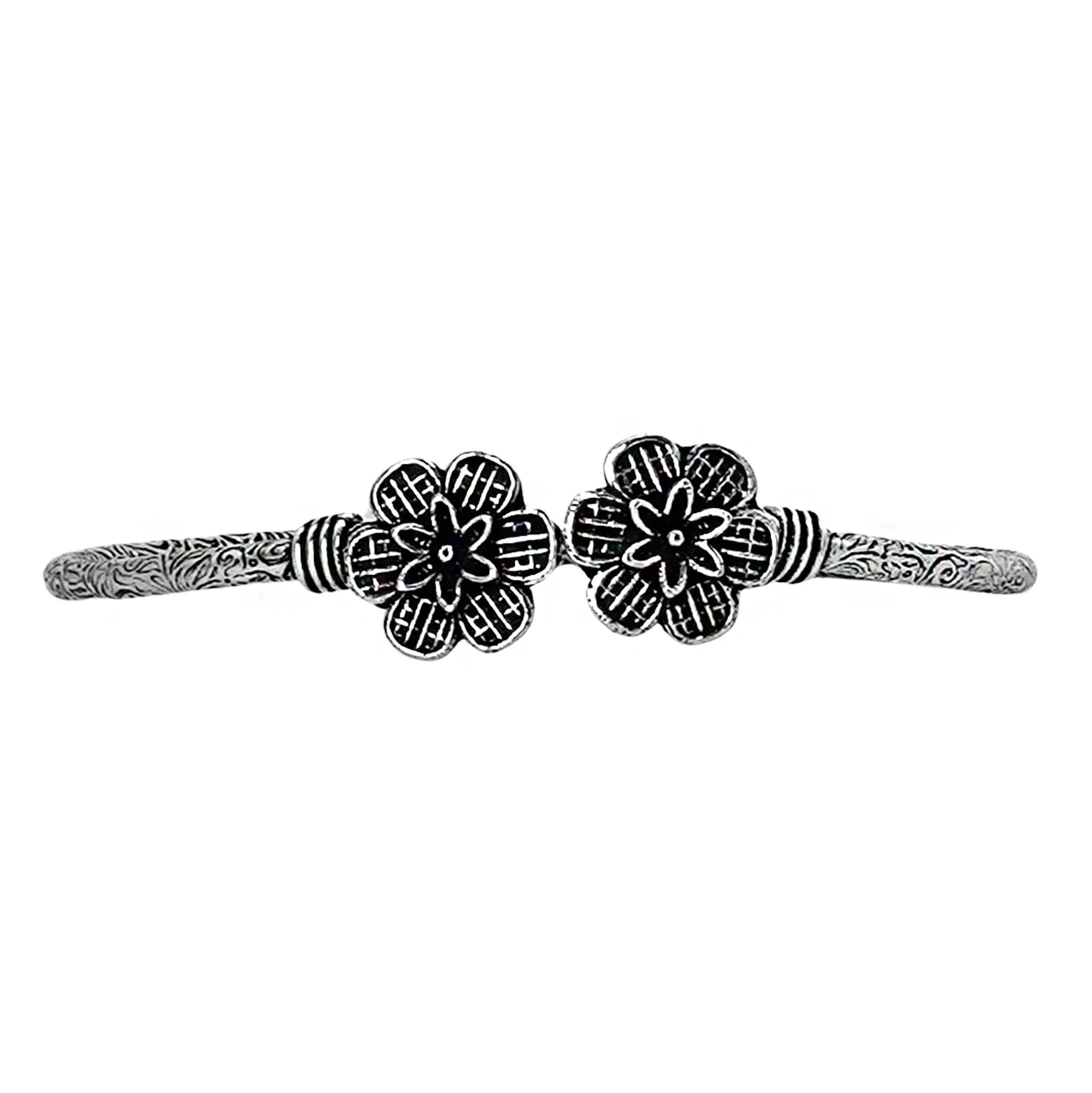 Teejh Gaurangi Silver Oxidised Floral Bracelet