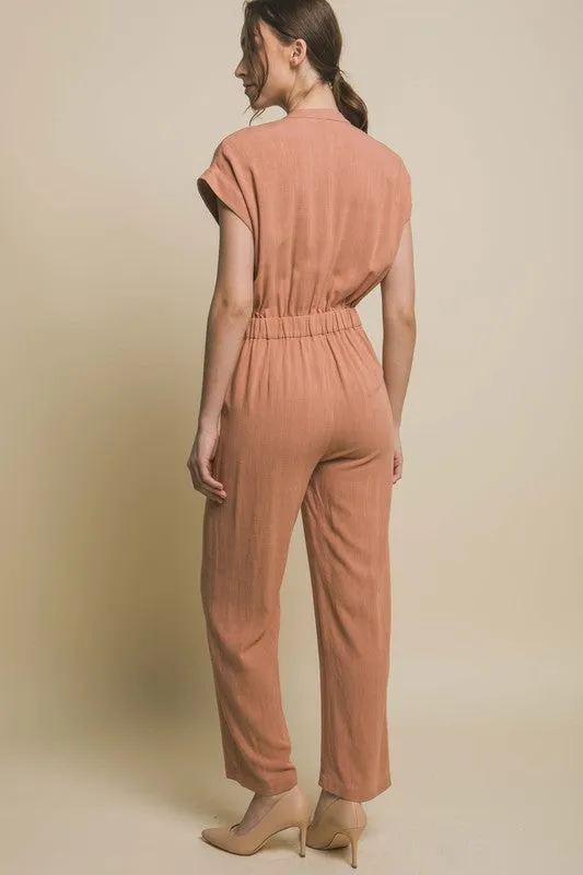 TEEK - V-Neck Pocketed Jumpsuit