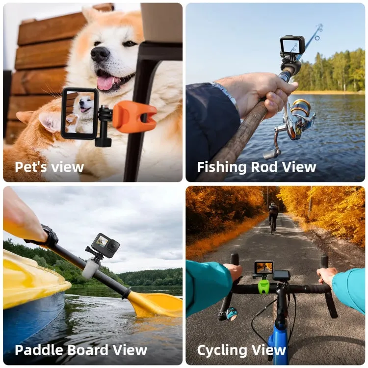 TELESIN Action Camera Mount Silicone Adjustable Mini Flexible Bracket For GoPro HERO / Insta360 / DJI Action Camera(Orange)
