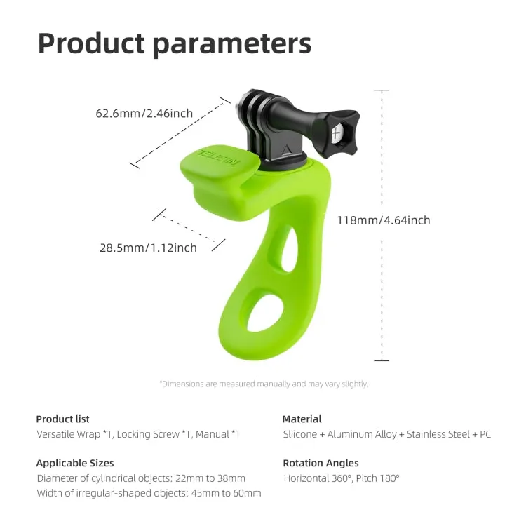 TELESIN Action Camera Mount Silicone Adjustable Mini Flexible Bracket For GoPro HERO / Insta360 / DJI Action Camera(Orange)
