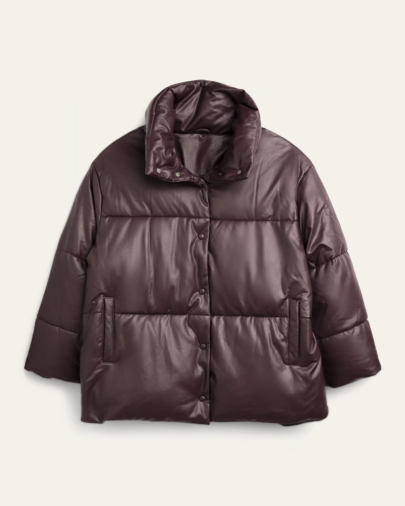 Terri Vegan Leather Puffer Jacket | Purple
