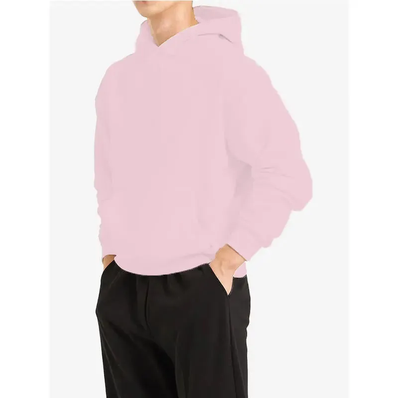 Terry Cotton Solid Colour Sports Drop Shoulder Hoodie