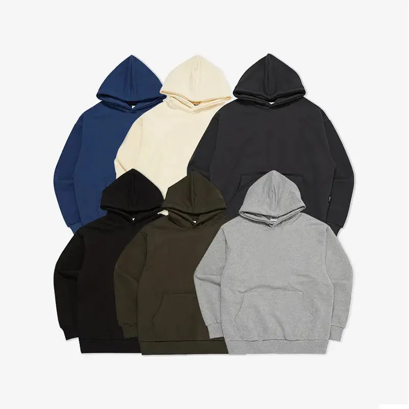Terry Cotton Solid Colour Sports Drop Shoulder Hoodie