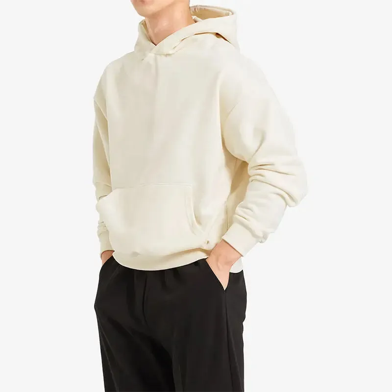Terry Cotton Solid Colour Sports Drop Shoulder Hoodie