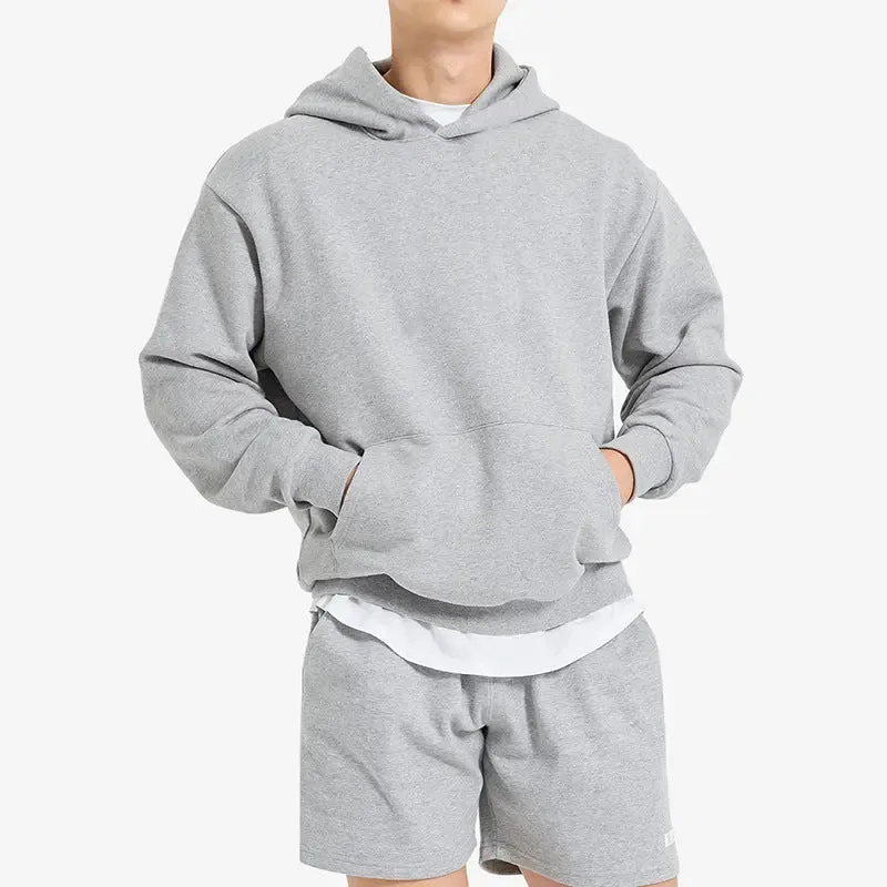 Terry Cotton Solid Colour Sports Drop Shoulder Hoodie