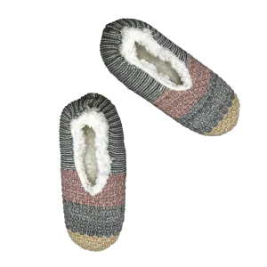Textured Diamond Color Block Knit Flexback Fuzzy Babba Slipper Sock
