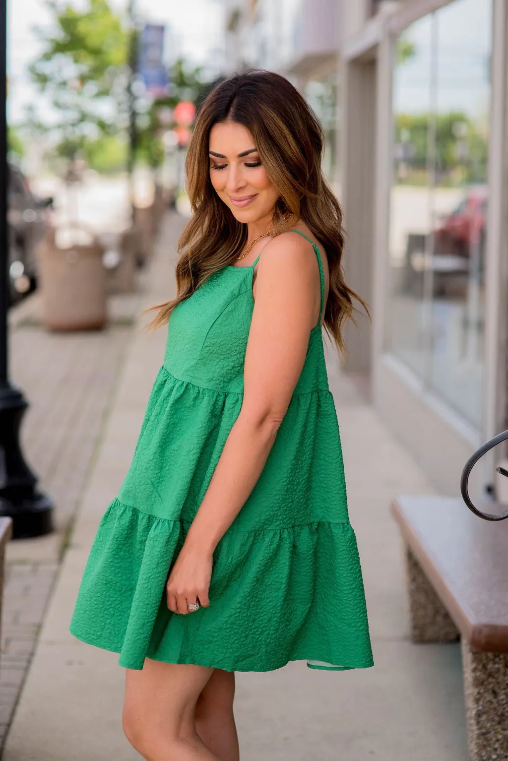 Textured Tiered Tank Dress