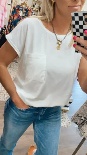 The Britt Basic Pocket Tee in White