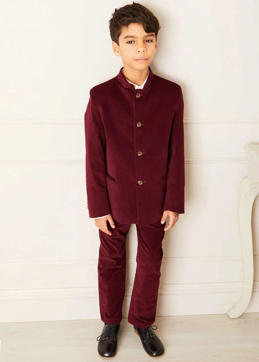 The Burgundy Velvet Jacket Boy Look