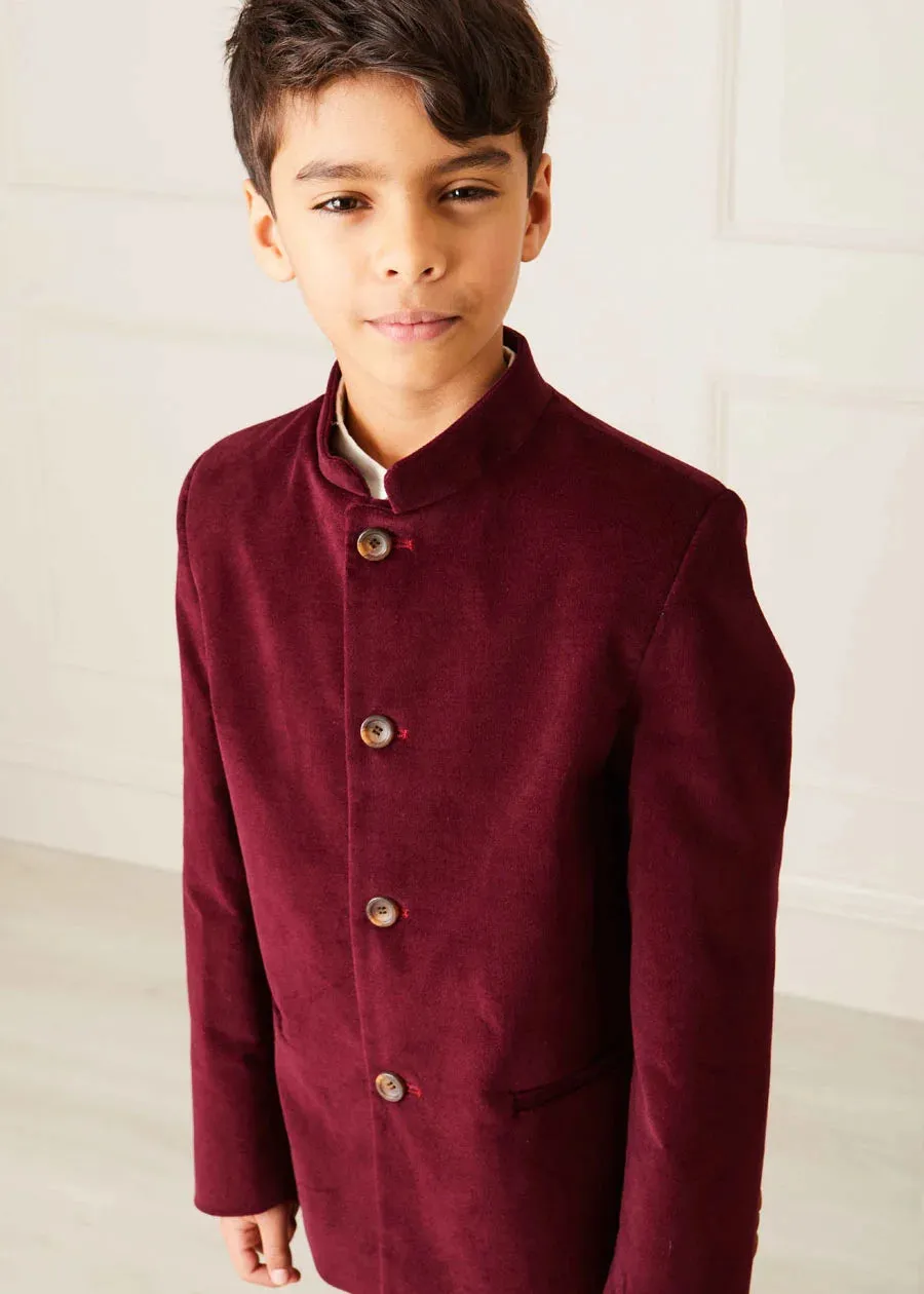 The Burgundy Velvet Jacket Boy Look