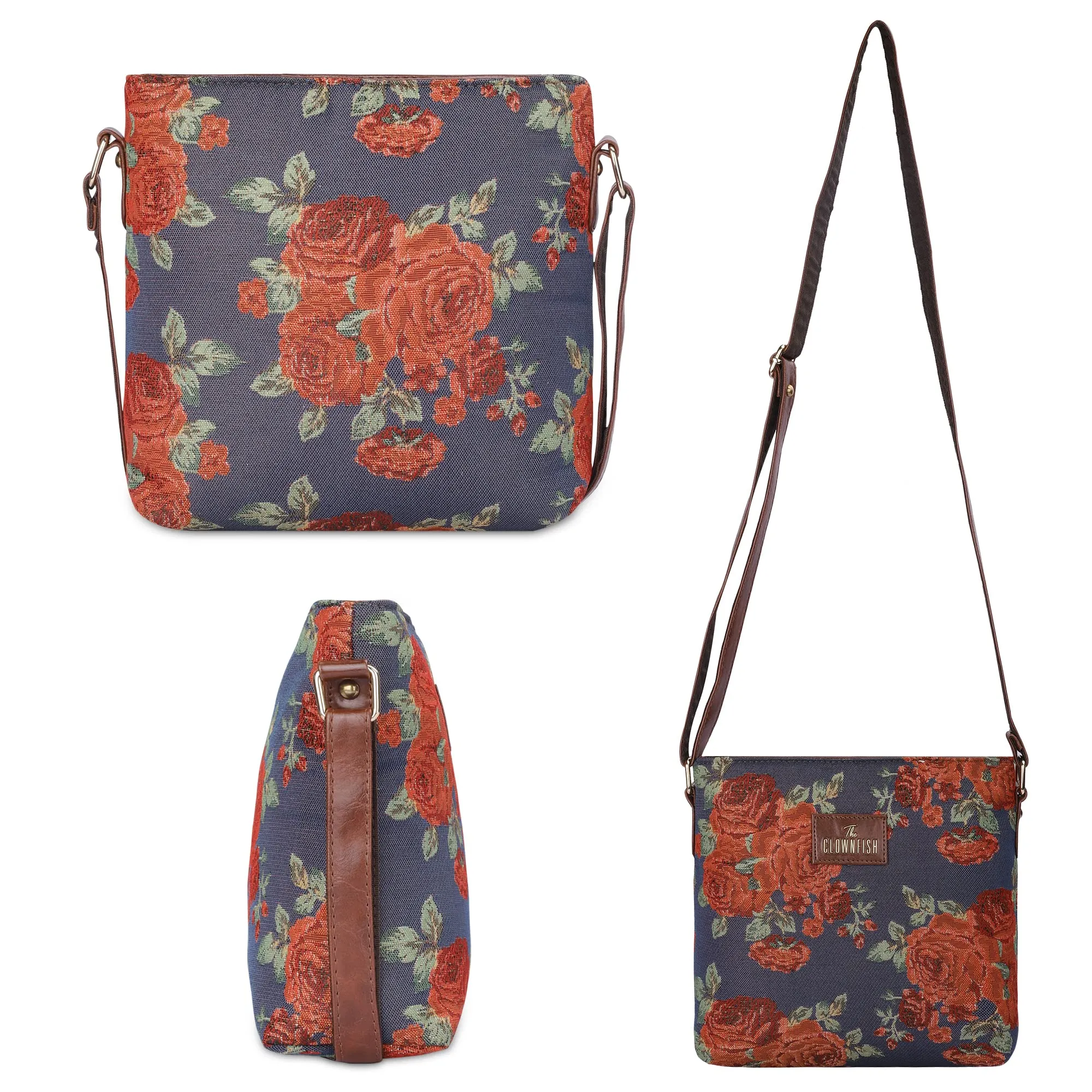 THE CLOWNFISH Linda Series Sling for Women Casual Ladies Single Shoulder Bag For Women Crossbody Bag for College Girls (Navy Blue)