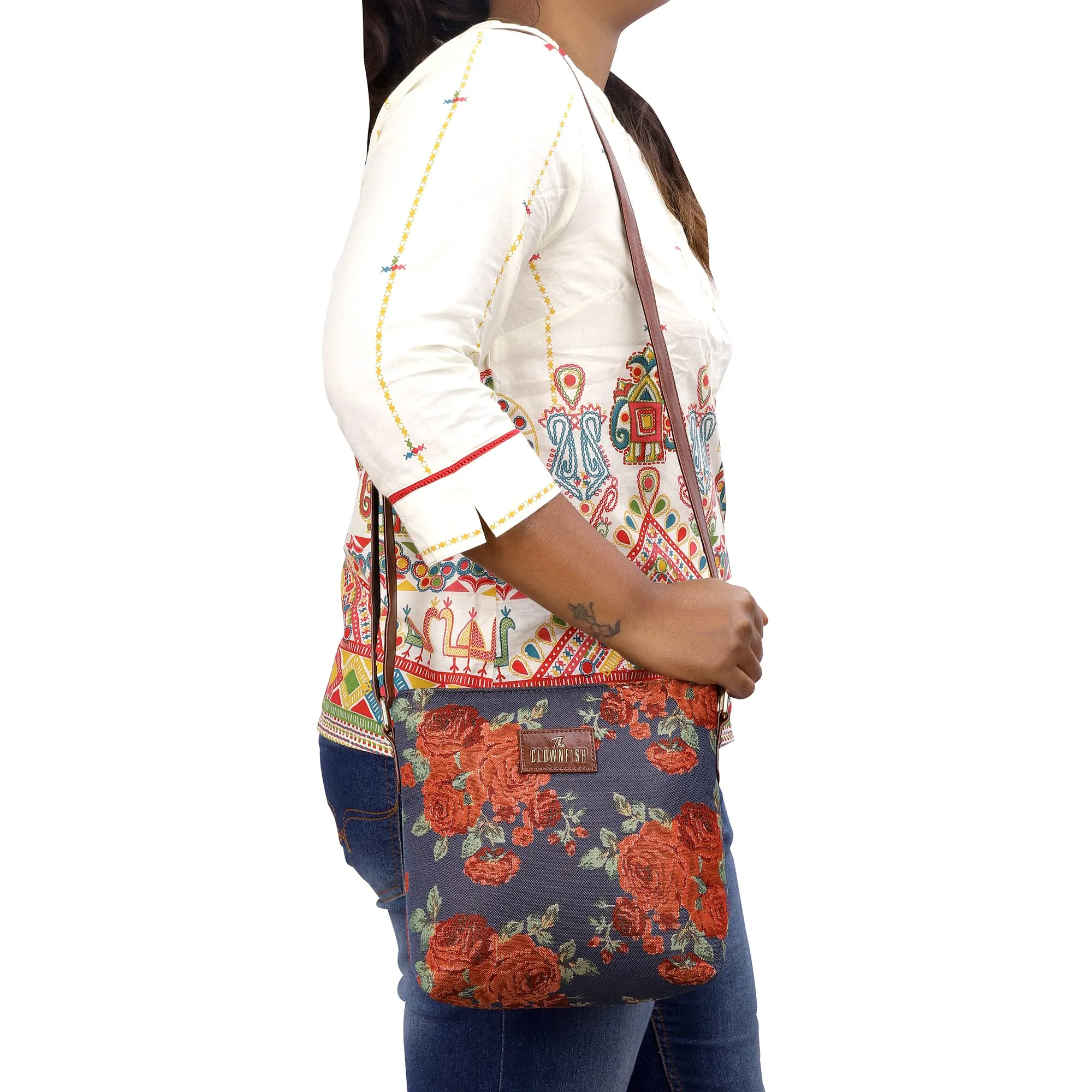 THE CLOWNFISH Linda Series Sling for Women Casual Ladies Single Shoulder Bag For Women Crossbody Bag for College Girls (Navy Blue)