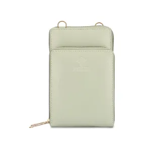 THE CLOWNFISH Trivia Vegan Leather Ladies Wallet Sling Bag with Zip Around Front Pocket (Light Green)