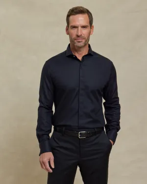 The Dalton - Fly Front Formal Shirt - Black