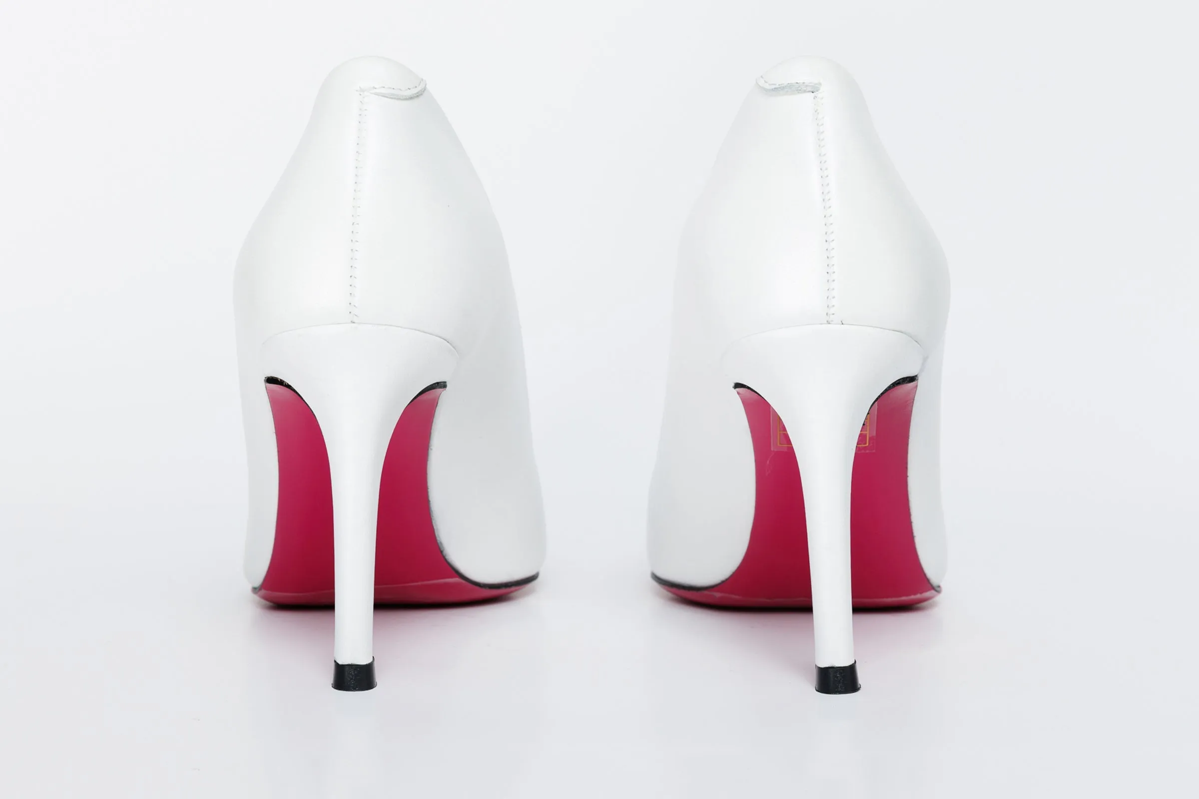 The Ege White Leather Pump Fuchsia Sole Women Shoe