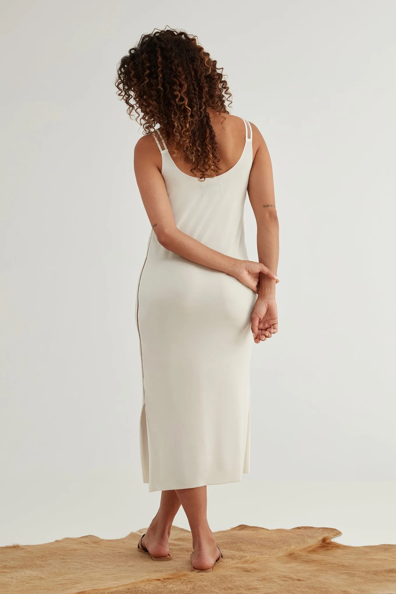 The Foundation Cami: Midi Dress - Flow Cupro - Salt