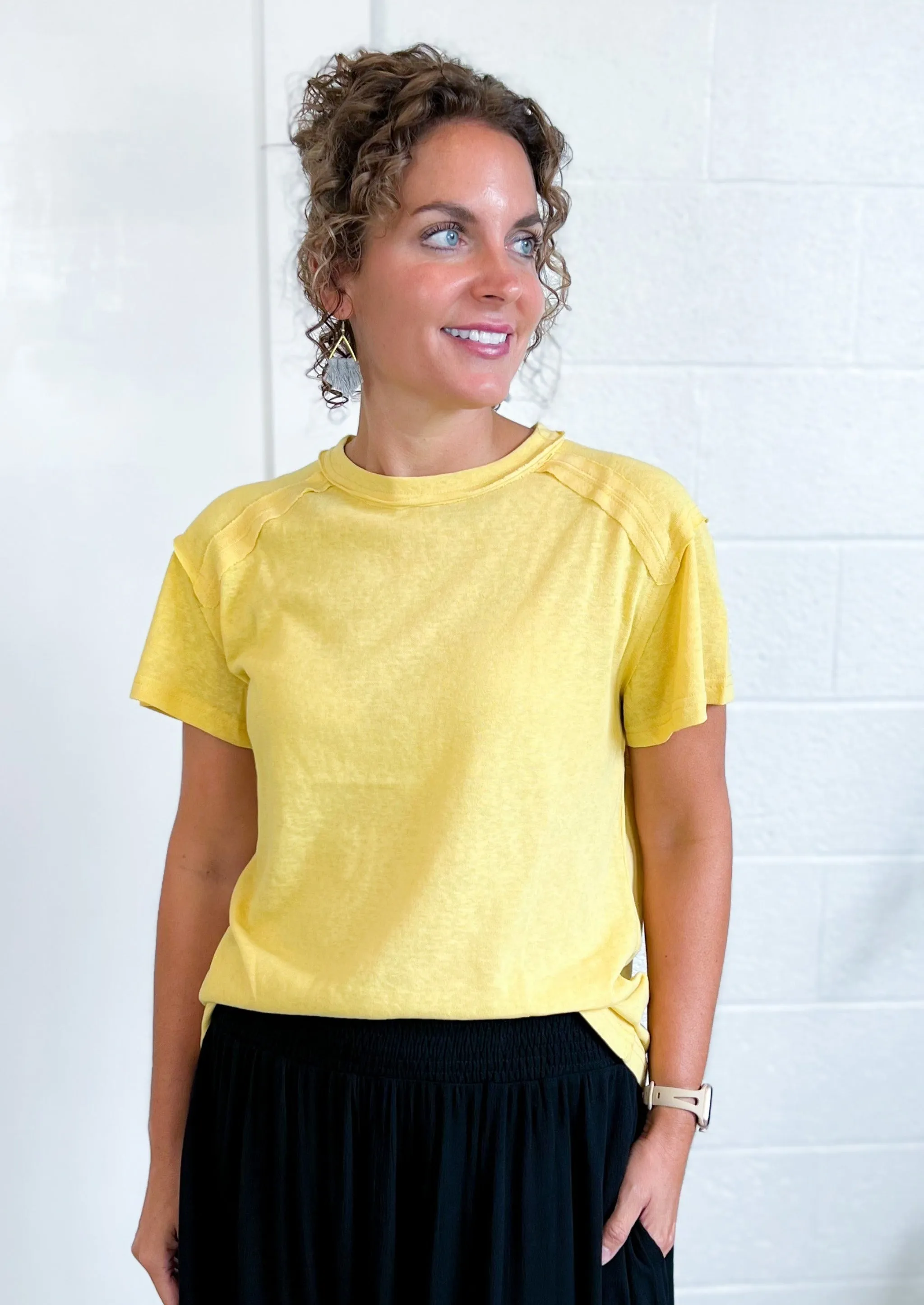 The Jaylin Casual Yellow Cotton Tee