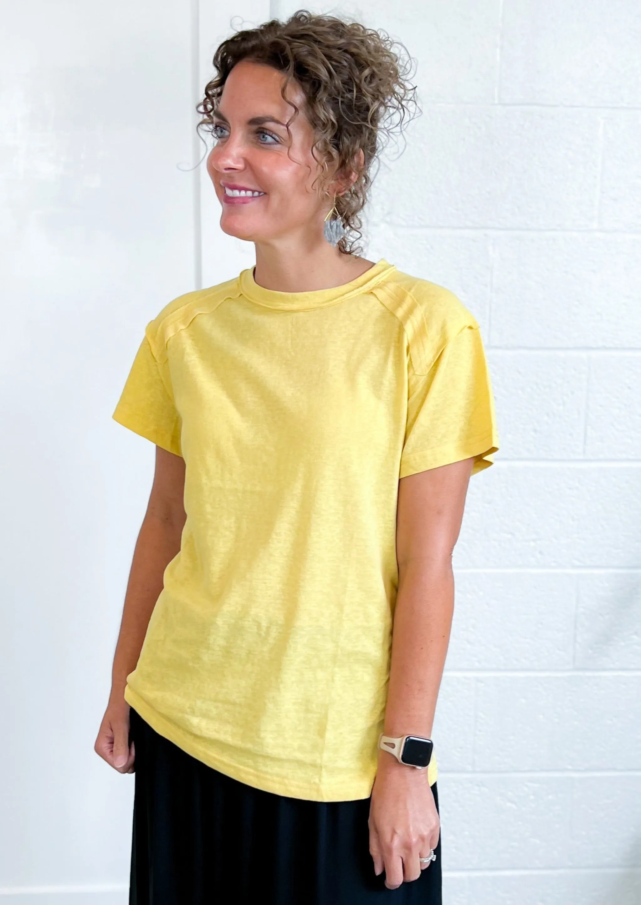 The Jaylin Casual Yellow Cotton Tee