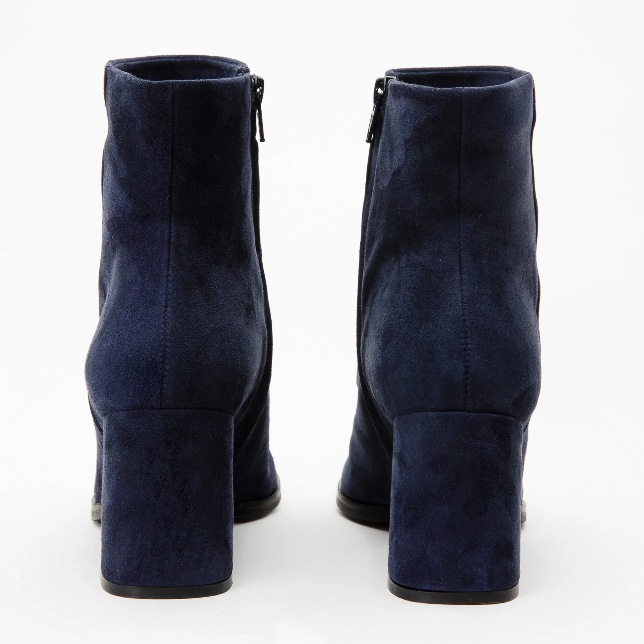The Luksor Navy Blue Suede Leather Block Heel Women Boot