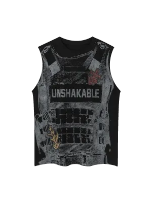 Thesupermade Street Vintage Distressed Body Armor Print Vest
