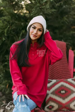 Theta Red Simple PR Henley