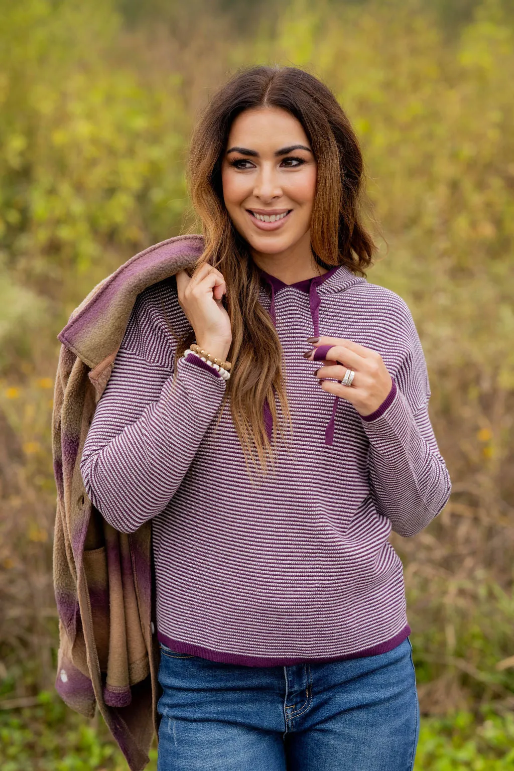 Thin Scalloped Stripes Hoodie