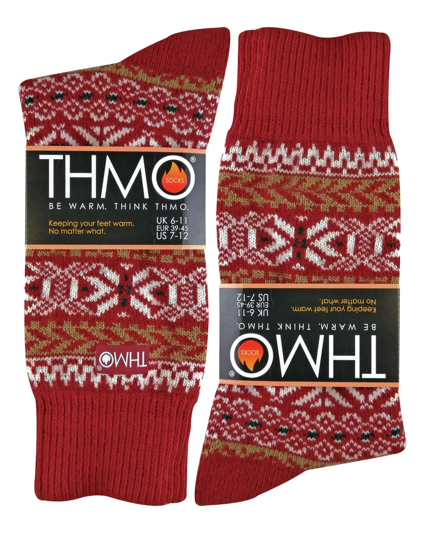 THMO - Mens Festive Socks (37 Fairisle Red)