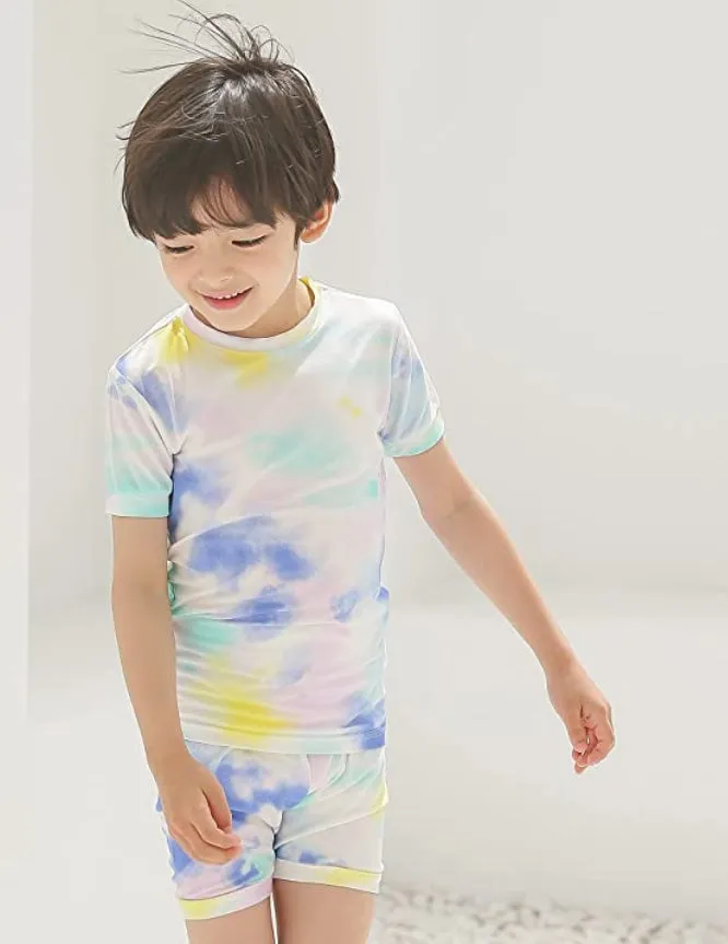 Tie dye Blue Yellow Purple Short Sleeve Pajamas