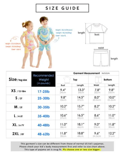 Tie dye Blue Yellow Purple Short Sleeve Pajamas