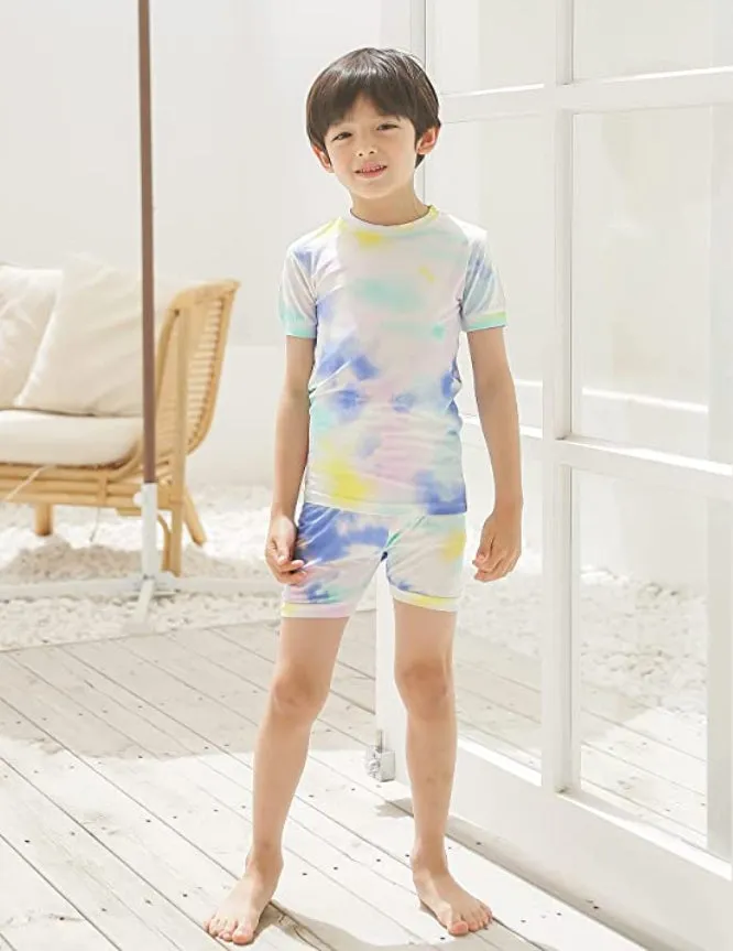 Tie dye Blue Yellow Purple Short Sleeve Pajamas
