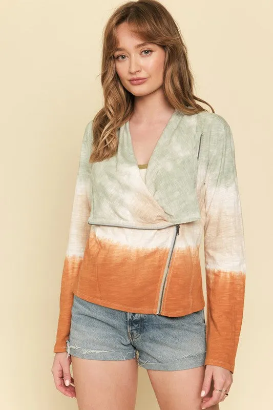 Tie Dye Drape Zip Jacket