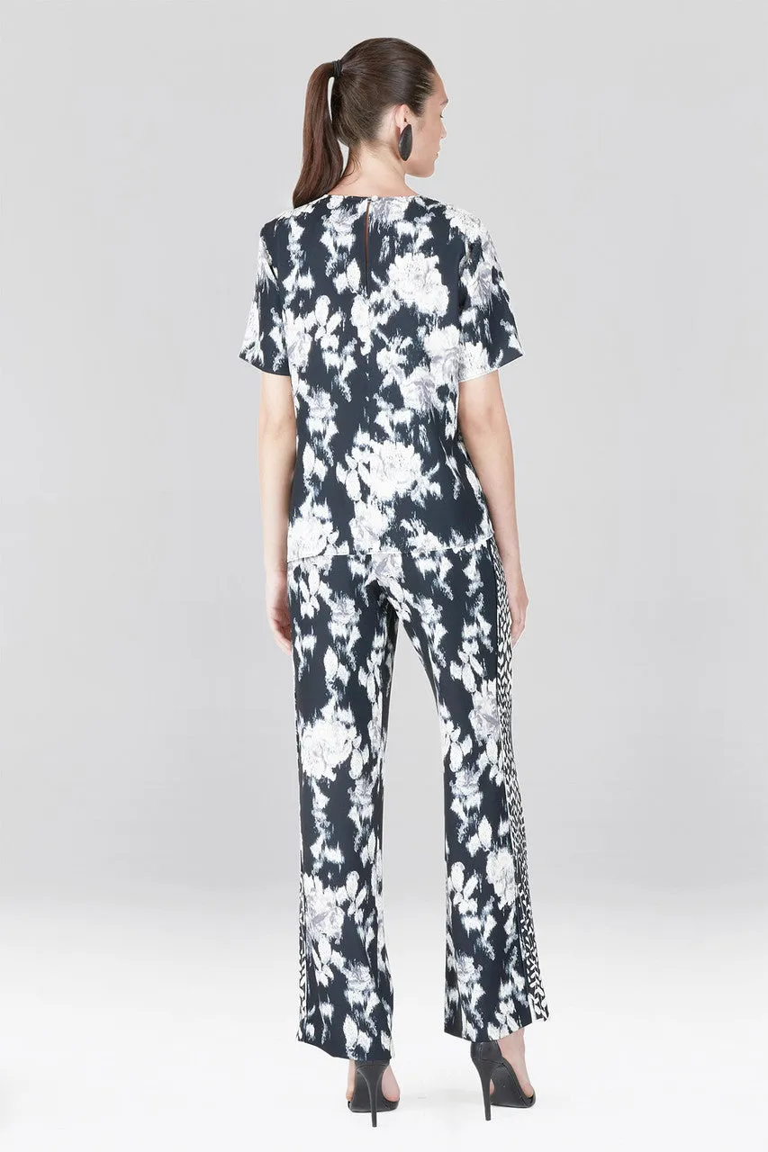 Tie-Dye Floral Fluid Crepe Pull On Pants