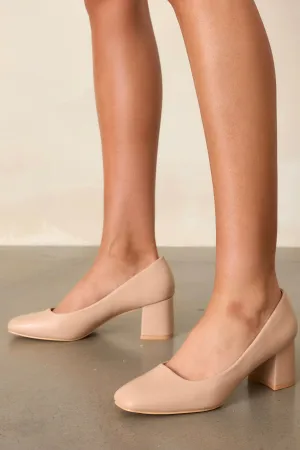 Timeless Elegance Beige Block Heels