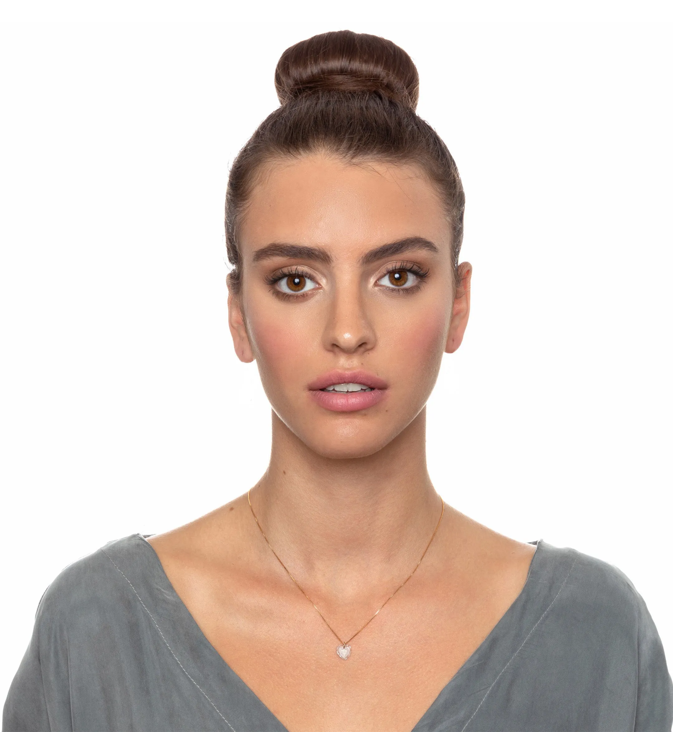 Tiny Crystal Heart Pendant I Love You Necklace 24k Gold Inscribed
