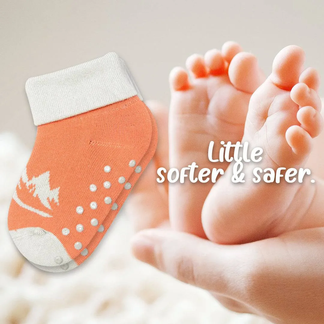 Toddler Combed Cotton Turn Cuff Non-Slip Socks for Boys & Girls