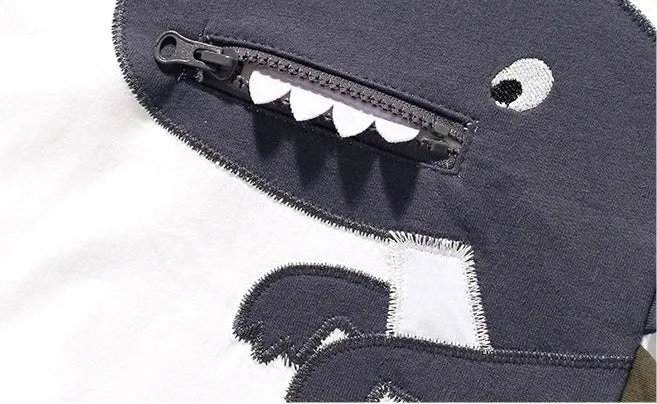 Toddler/Kid Boys Cartoon Adorable Dino Design White T-shirt
