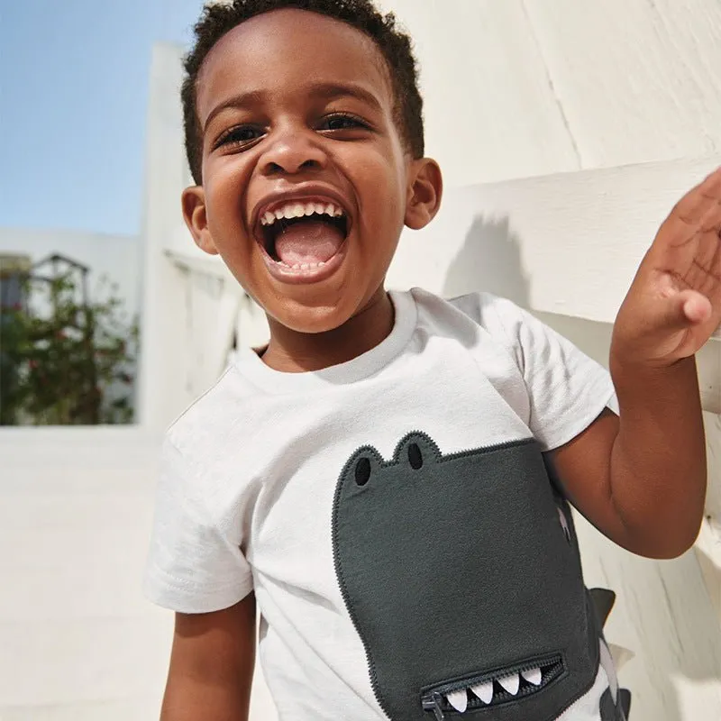 Toddler/Kid Boys Cartoon Adorable Dino Design White T-shirt