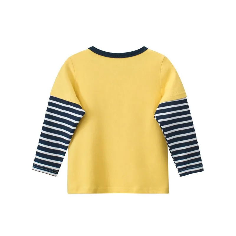 Toddler/Kid Boy's Long Sleeve Dinosaur Print Yellow T-shirt