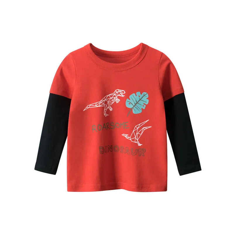 Toddler/Kid Boy's "Roarsome" Dinosaur Long Sleeve Shirt (3 designs)