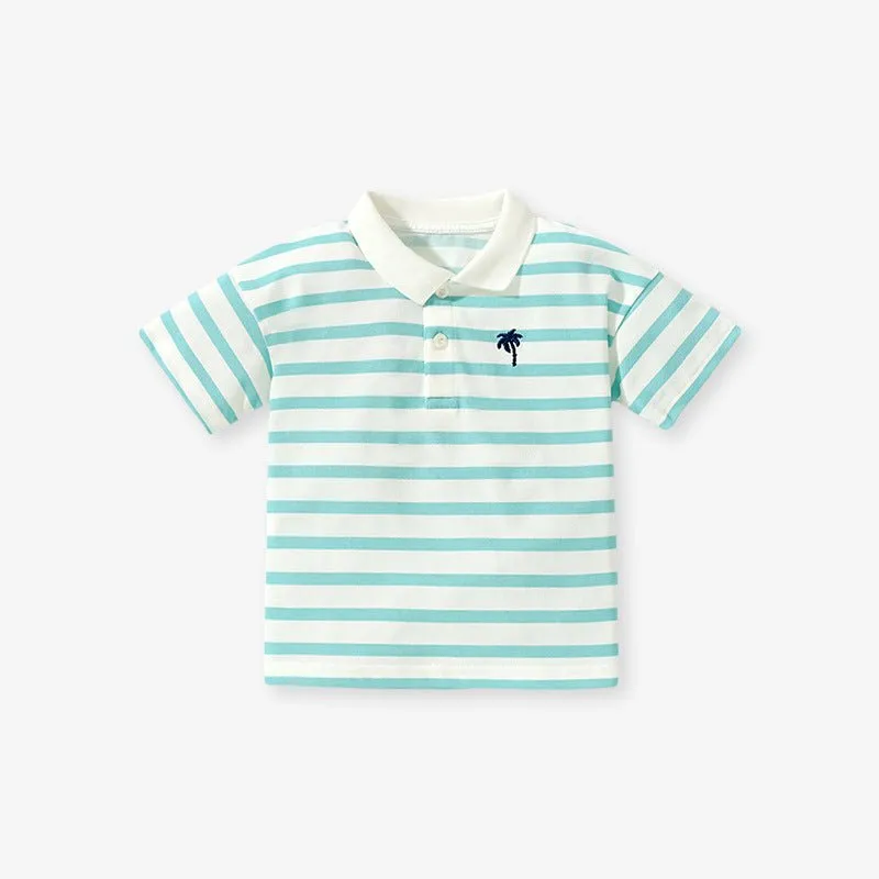 Toddler/Kid Boy's Summer Striped Design Polo Top
