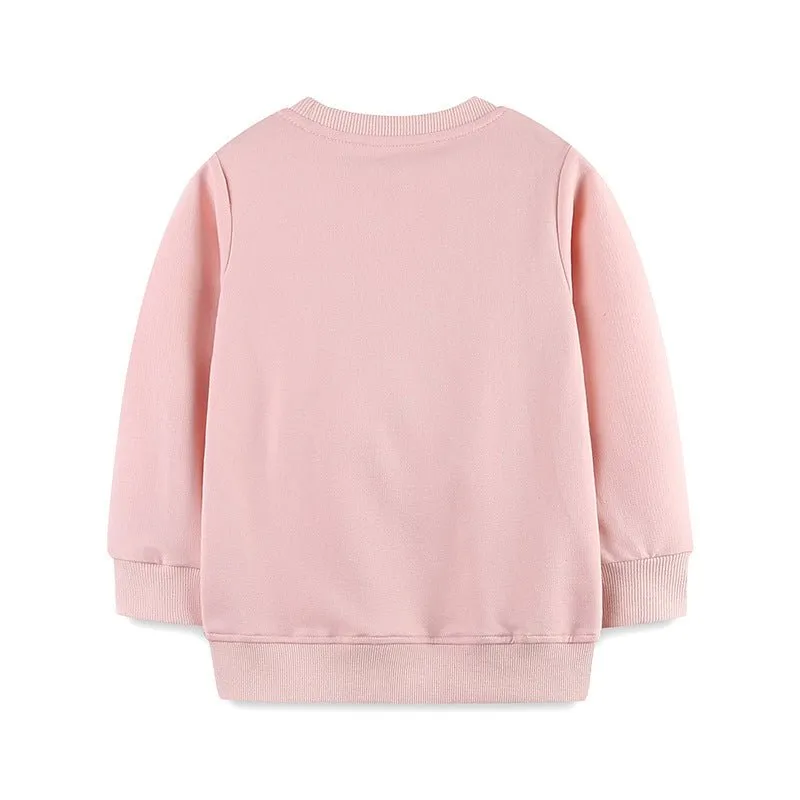 Toddler/Kid Girl Dream Big Bunny Embroidery Pink Sweatshirt