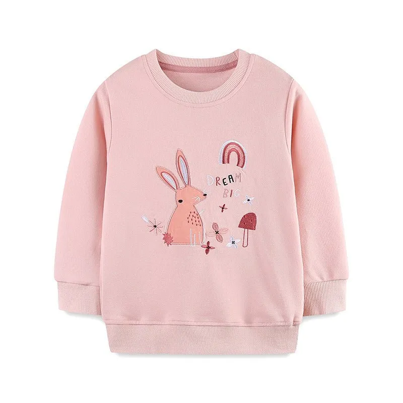 Toddler/Kid Girl Dream Big Bunny Embroidery Pink Sweatshirt