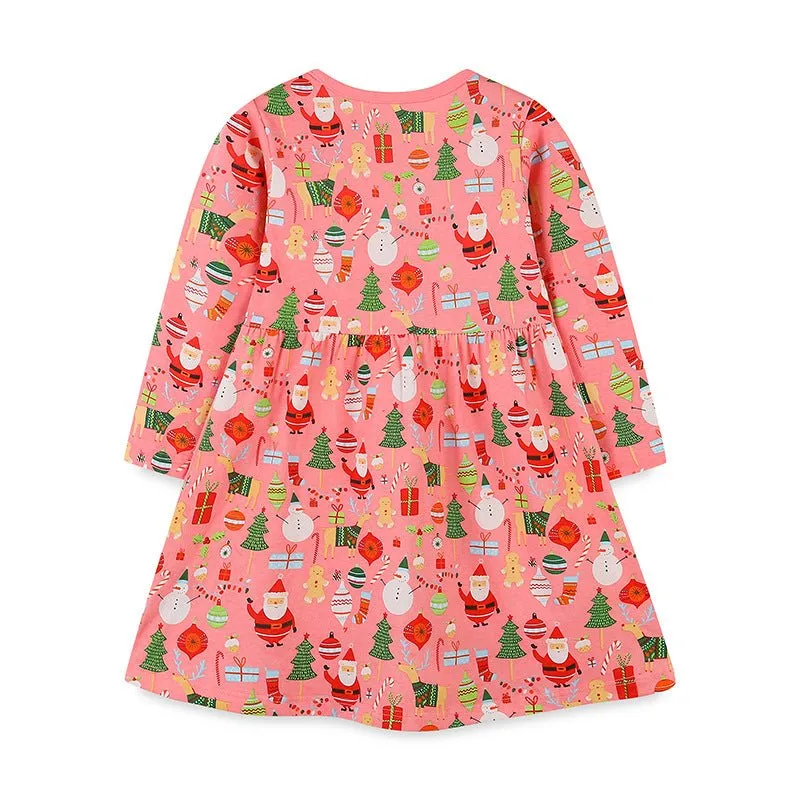 Toddler/Kid Girl Festive Christmas Decors, Santa, and Friends Dress