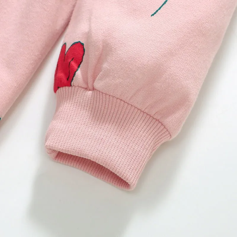 Toddler/Kid Girl Roses Print Pink Sweater Dress