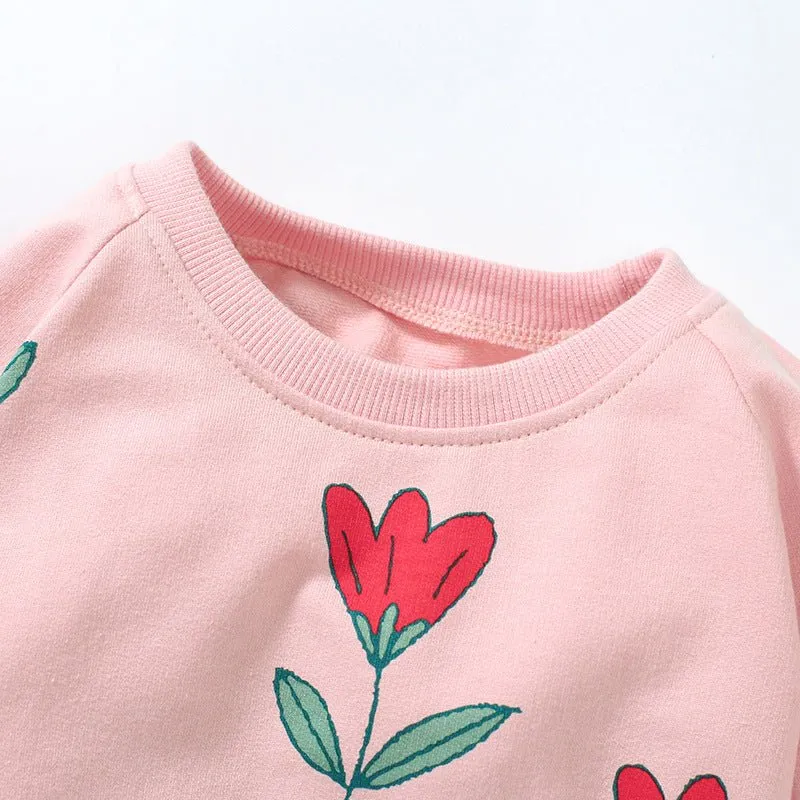 Toddler/Kid Girl Roses Print Pink Sweater Dress