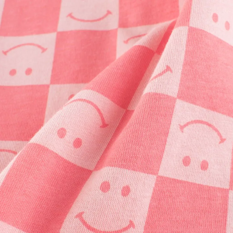 Toddler/Kid Girl's Allover Smile Face Print Pink T-shirt