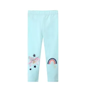Toddler/Kid Girl's Blue Leggings with Rainbow and Unicorn Design