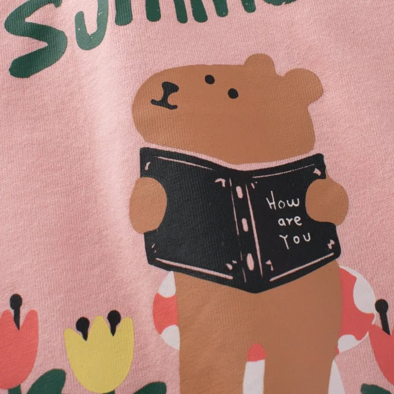 Toddler/Kid Girl's Cartoon Bear Long Sleeve Shirt