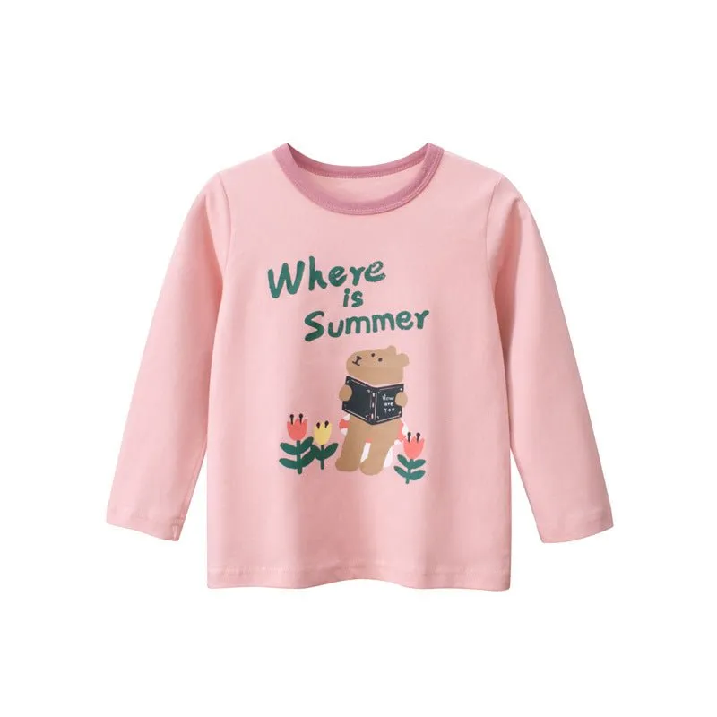 Toddler/Kid Girl's Cartoon Bear Long Sleeve Shirt