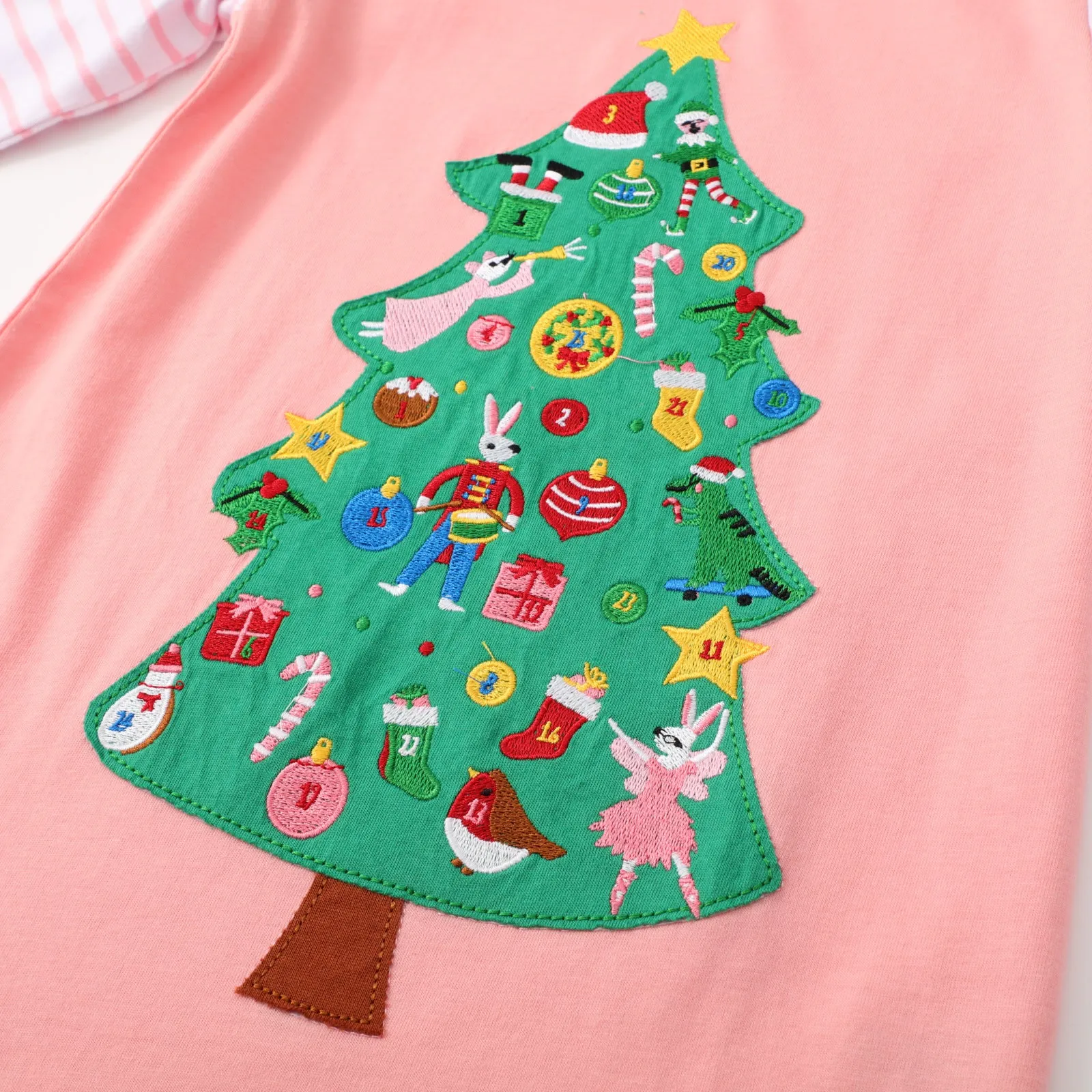 Toddler/Kid Girl's Christmas Tree Pink Long Sleeve Dress